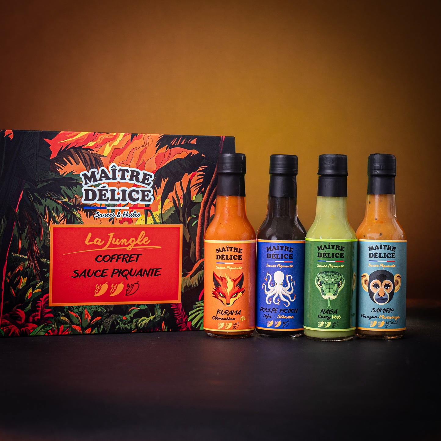 Coffret sauce Piquante: Kurama, Poulpe Fiction, Naga, Saïmiri
