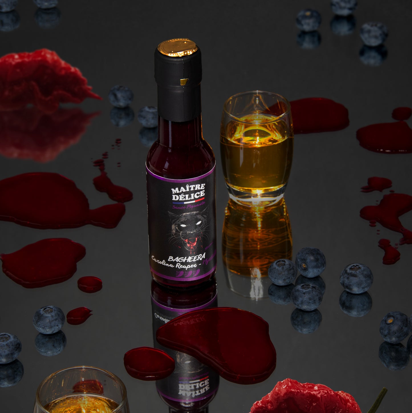 Sauce piquante  Bagheera myrtille wisky carolina reaper